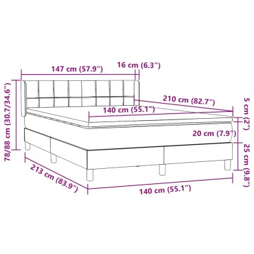 vidaXL Κρεβάτι Boxspring με Στρώμα Σκούρο Πράσινο 140x210εκ. Βελούδινο