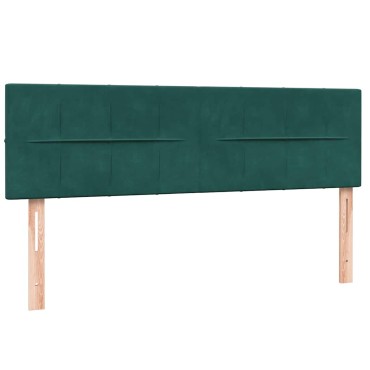 vidaXL Κρεβάτι Boxspring με Στρώμα Σκούρο Πράσινο 140x210εκ. Βελούδινο