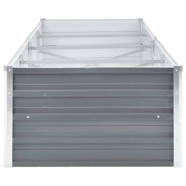 vidaXL Ζαρντινιέρα Υπερυψωμένη Γκρι 320x80x45 εκ. Γαλβανισμ. Χάλυβας