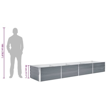 vidaXL Ζαρντινιέρα Υπερυψωμένη Γκρι 320x80x45 εκ. Γαλβανισμ. Χάλυβας