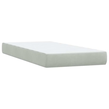 vidaXL Κρεβάτι Boxspring με Στρώμα Ανοιχτό Γκρι 80x210 εκ. Βελούδινο