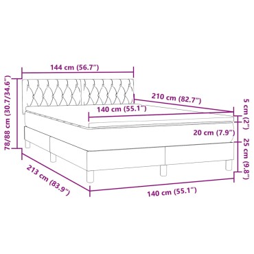 vidaXL Κρεβάτι Boxspring με Στρώμα Σκούρο Μπλε 140x210 εκ. Βελούδινο