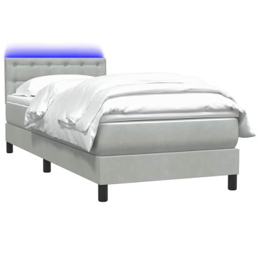 vidaXL Κρεβάτι Boxspring με Στρώμα Ανοιχτό Γκρι 80x210 εκ. Βελούδινο