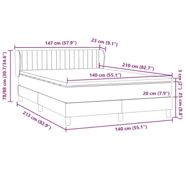 vidaXL Κρεβάτι Boxspring με Στρώμα Σκούρο Μπλε 140x210 εκ. Βελούδινο