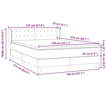 vidaXL Κρεβάτι Boxspring με Στρώμα Σκούρο Μπλε 140x210 εκ. Βελούδινο