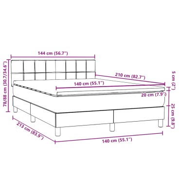 vidaXL Κρεβάτι Boxspring με Στρώμα Σκούρο Μπλε 140x210 εκ. Βελούδινο