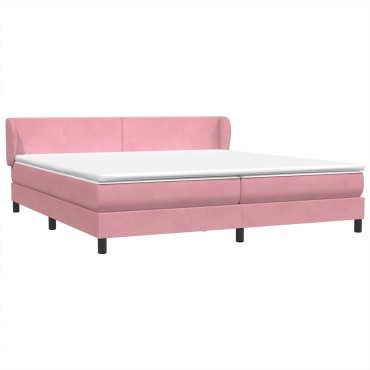 vidaXL Box Spring κρεβάτι με στρώματα ροζ 200x210 cm Βελούδινο