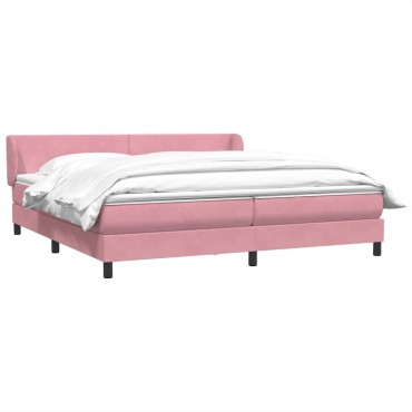 vidaXL Box Spring κρεβάτι με στρώματα ροζ 200x210 cm Βελούδινο
