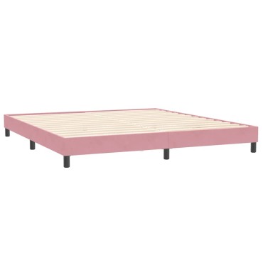 vidaXL Box Spring κρεβάτι με στρώματα ροζ 200x210 cm Βελούδινο