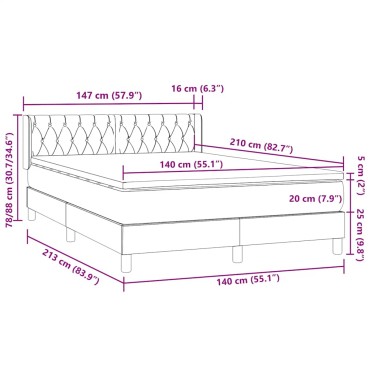 vidaXL Κρεβάτι Boxspring με Στρώμα Σκούρο Πράσινο 140x210εκ. Βελούδινο