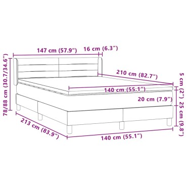 vidaXL Κρεβάτι Boxspring με Στρώμα Σκούρο Μπλε 140x210 εκ. Βελούδινο