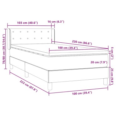 vidaXL Box Spring κρεβάτι με στρώμα ροζ 100x220 cm Βελούδινο