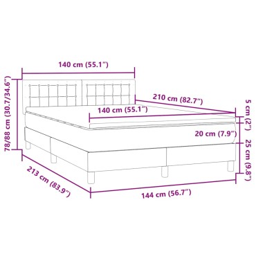 vidaXL Κρεβάτι Boxspring με Στρώμα Σκούρο Μπλε 140x210 εκ. Βελούδινο