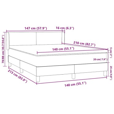 vidaXL Κρεβάτι Boxspring με Στρώμα Σκούρο Μπλε 140x210 εκ. Βελούδινο