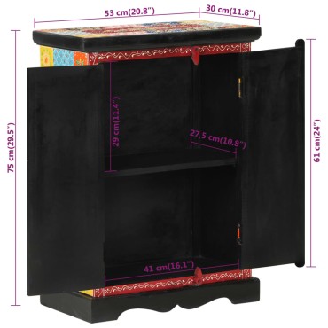 vidaXL Ντουλάπι με Πόρτες Χειροποίητο 53x30x75cm Μασίφ Ξύλο Μάνγκο 1 τεμ.