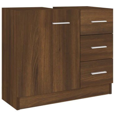 vidaXL Ντουλάπι Νιπτήρα Καφέ δρυς 63x30x54cm Επεξεργ. Ξύλο 1 τεμ.