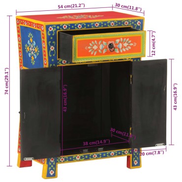 vidaXL Ντουλάπι Χειροποίητο 53x30x74cm Μασίφ Ξύλο Μάνγκο 1 τεμ.