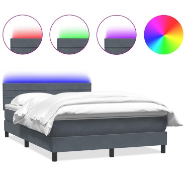 vidaXL Κρεβάτι Boxspring με Στρώμα Σκούρο Γκρι 140x210 εκ. Βελούδινο