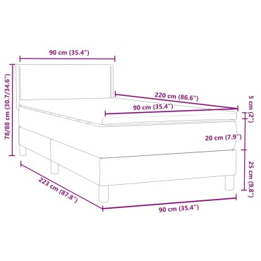 vidaXL Box Spring κρεβάτι με στρώμα σκούρο πράσινο 90x220 cm Velvet