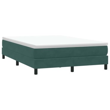 vidaXL Κρεβάτι Boxspring με Στρώμα Σκούρο Πράσινο 140x210εκ. Βελούδινο