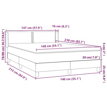 vidaXL Κρεβάτι Boxspring με Στρώμα Σκούρο Μπλε 140x210 εκ. Βελούδινο