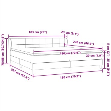 vidaXL Κρεβάτι με στρώματα ροζ 180x220 cm Βελούδινο