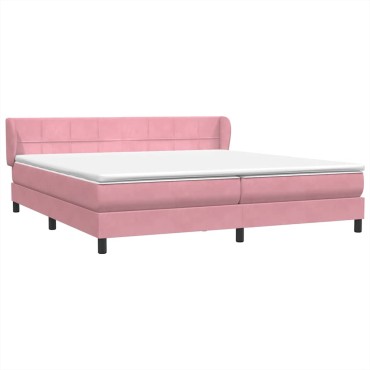 vidaXL Κρεβάτι με στρώματα ροζ 180x220 cm Βελούδινο