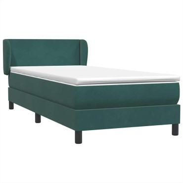 vidaXL Box Spring κρεβάτι με στρώμα σκούρο πράσινο 90x220 cm Velvet