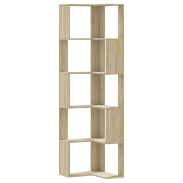 vidaXL Βιβλιοθήκη Γωνιακή 5 Επ. Sonoma Δρυς 50x50x179cm Επεξ. Ξύλο 1 τεμ.