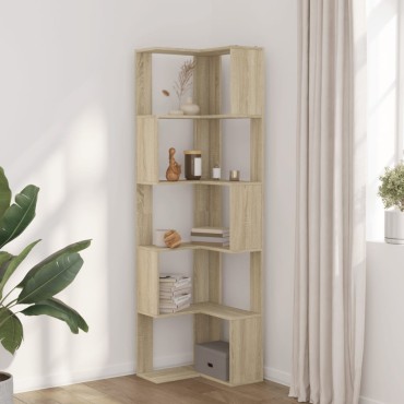 vidaXL Βιβλιοθήκη Γωνιακή 5 Επ. Sonoma Δρυς 50x50x179cm Επεξ. Ξύλο 1 τεμ.