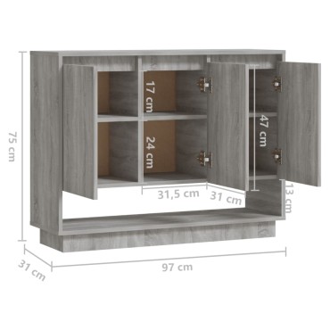 vidaXL Ντουλάπι Γκρι Sonoma 97x31x75cm από Επεξεργασμένο Ξύλο 1 τεμ.