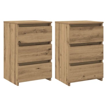 vidaXL Κομοδίνα 2 τεμ.Αρτισιανή Δρυς 40x35x62,5cm Επεξ. Ξύλο