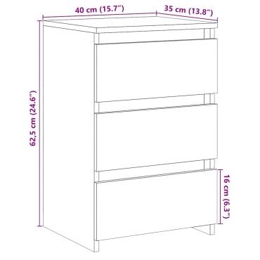 vidaXL Κομοδίνα 2 τεμ.Αρτισιανή Δρυς 40x35x62,5cm Επεξ. Ξύλο