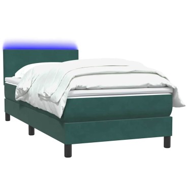 vidaXL Box Spring κρεβάτι με στρώμα σκούρο πράσινο 90x220 cm Velvet