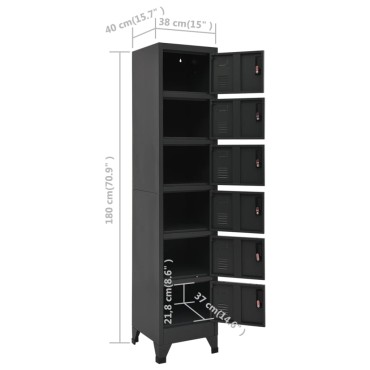 vidaXL Φοριαμός Ανθρακί 38x40x180cm από Ατσάλι 1 τεμ.