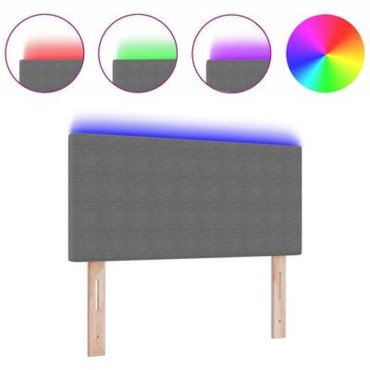 vidaXL LED Κεφαλάρια Απλό Σχέδιο Ανοιχτό Γκρι Βαμβακερός Σατέν 80x5x88cm