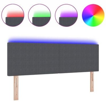 vidaXL LED Κεφαλάρι Σε Απλή Σχεδίαση Σκούρο Γκρι Κορντούρα 160x5x88cm