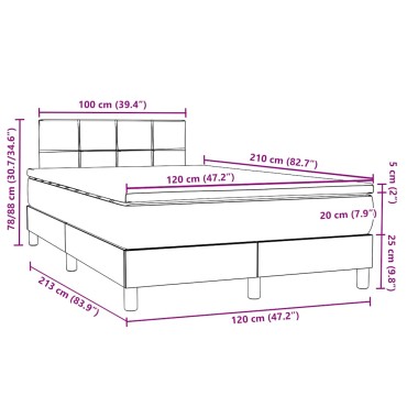 vidaXL Κρεβάτι Boxspring με Στρώμα Σκούρο Πράσινο 120x210εκ. Βελούδινο