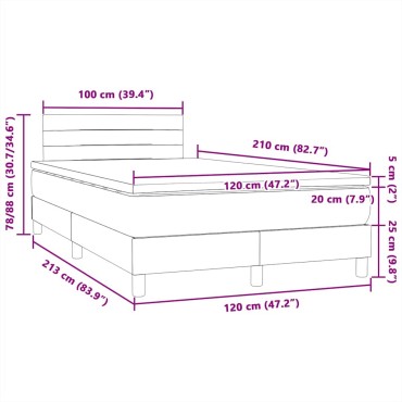 vidaXL Κρεβάτι Boxspring με Στρώμα Σκούρο Μπλε 120x210 εκ. Βελούδινο