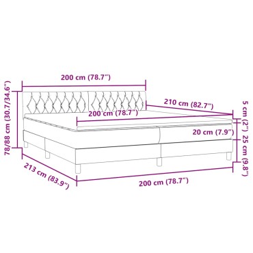 vidaXL Κρεβάτι Boxspring με Στρώμα Σκούρο Γκρι 200x210 εκ. Βελούδινο