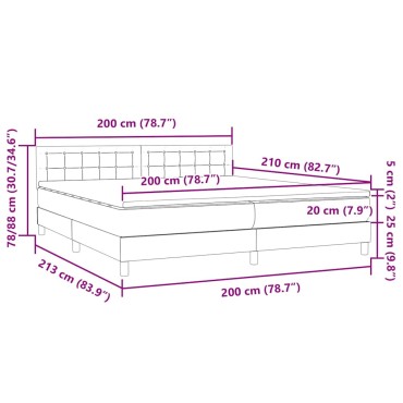 vidaXL Κρεβάτι Boxspring με Στρώμα Σκούρο Γκρι 200x210 εκ. Βελούδινο