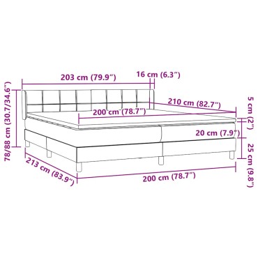 vidaXL Κρεβάτι Boxspring με Στρώμα Σκούρο Γκρι 200x210 εκ. Βελούδινο