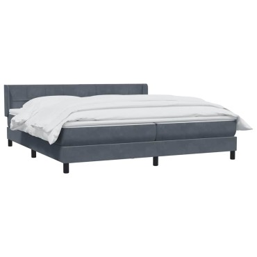 vidaXL Κρεβάτι Boxspring με Στρώμα Σκούρο Γκρι 200x210 εκ. Βελούδινο