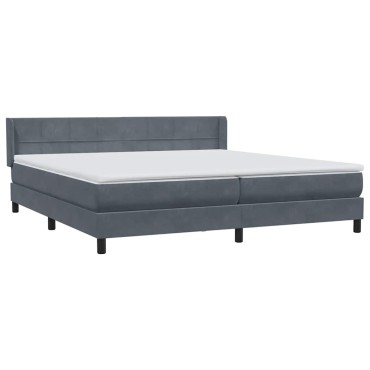 vidaXL Κρεβάτι Boxspring με Στρώμα Σκούρο Γκρι 200x210 εκ. Βελούδινο