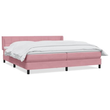 vidaXL Box Spring κρεβάτι με στρώμα ροζ 180x220 cm Βελούδινο