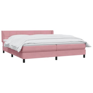 vidaXL Box Spring κρεβάτι με στρώμα ροζ 180x220 cm Βελούδινο