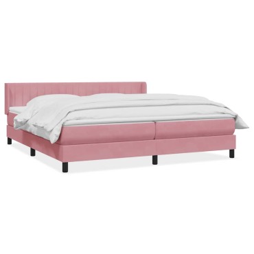 vidaXL Box Spring κρεβάτι με στρώμα ροζ 180x220 cm Βελούδινο