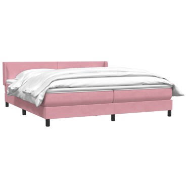 vidaXL Box Spring κρεβάτι με στρώμα ροζ 180x220 cm Βελούδινο