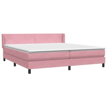 vidaXL Box Spring κρεβάτι με στρώμα ροζ 180x220 cm Βελούδινο