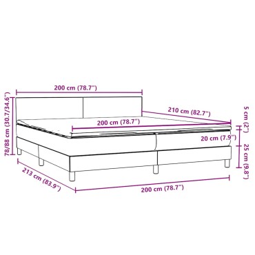 vidaXL Κρεβάτι Boxspring με Στρώμα Σκούρο Γκρι 200x210 εκ. Βελούδινο